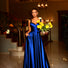 BB210 Sweetheart Neckline with crossover bodies Full Length Satin Royal Blue Dress