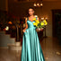 BB210 Sweetheart Neckline with crossover bodies Full Length Satin Mint Dress