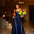 BB210 Sweetheart Neckline with crossover bodies Full Length Satin Navy Dress