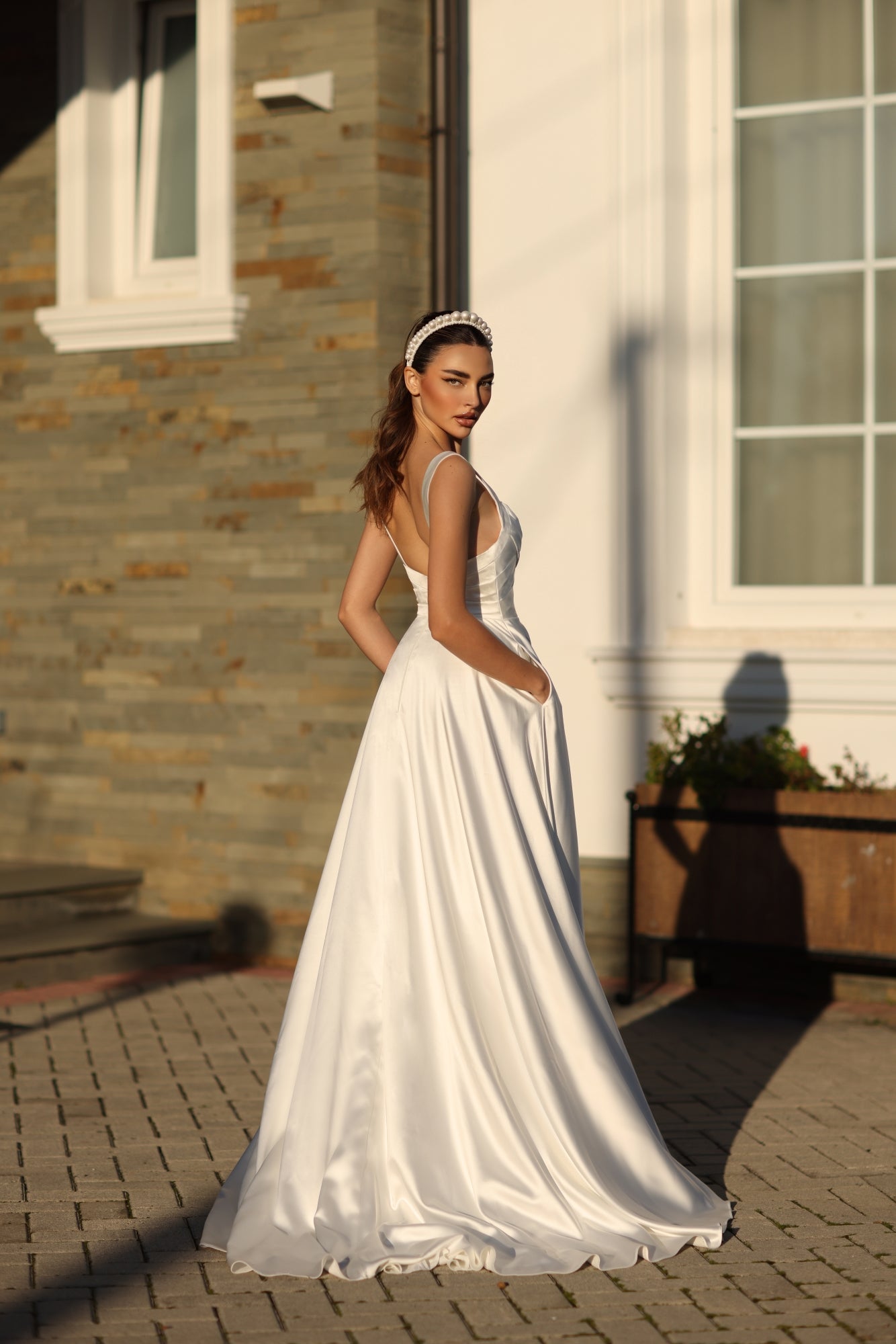 Tina Holly | BB210W Thick Strap Sweetheart Neckline Satin Wedding Dress