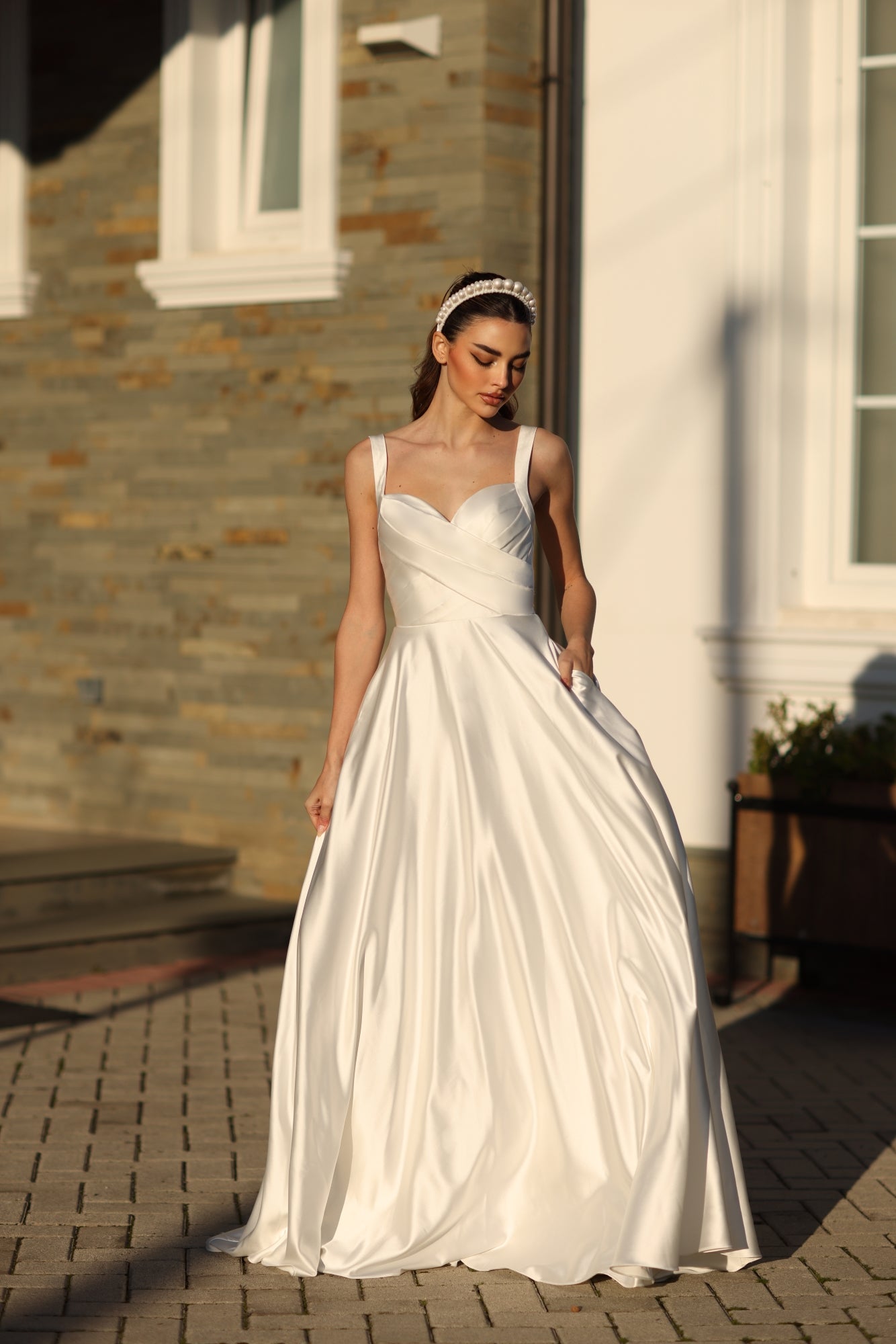 Tina Holly | BB210W Thick Strap Sweetheart Neckline Satin Wedding Dress