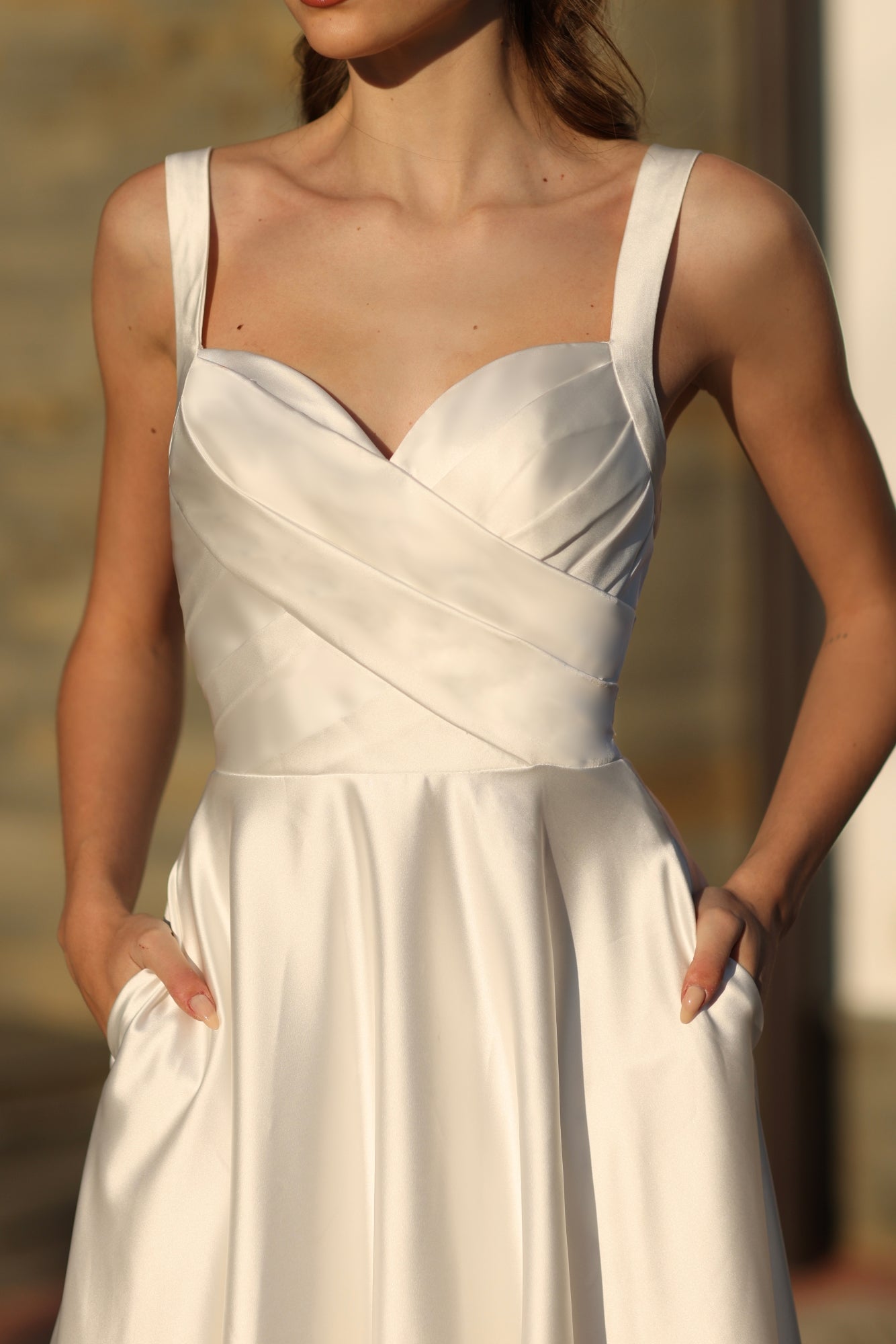 Tina Holly | BB210W Thick Strap Sweetheart Neckline Satin Wedding Dress