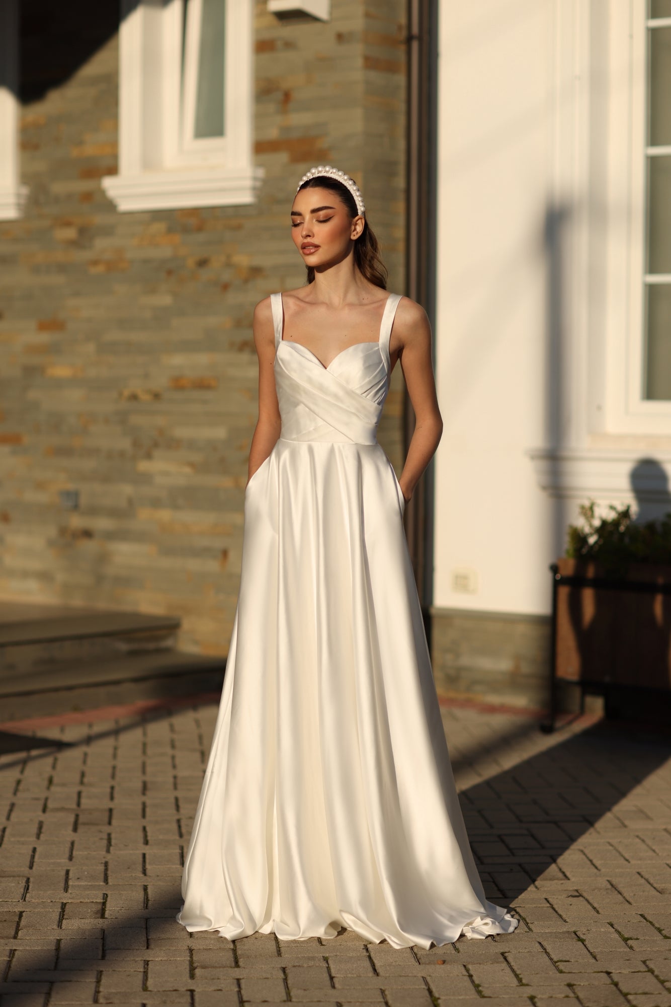 Tina Holly | BB210W Thick Strap Sweetheart Neckline Satin Wedding Dress
