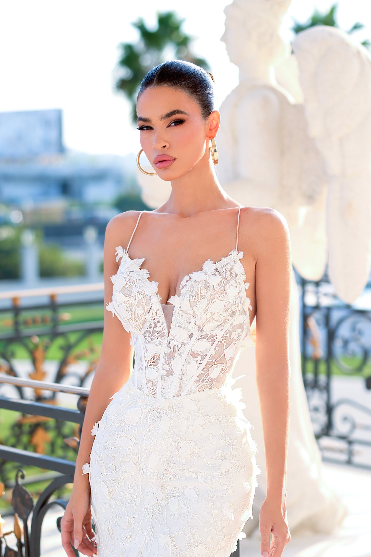 Tina Holly | GLORY TW120 Corset Boning Bodice Mermaid 3D applique Wedding Dress (Made to Order)