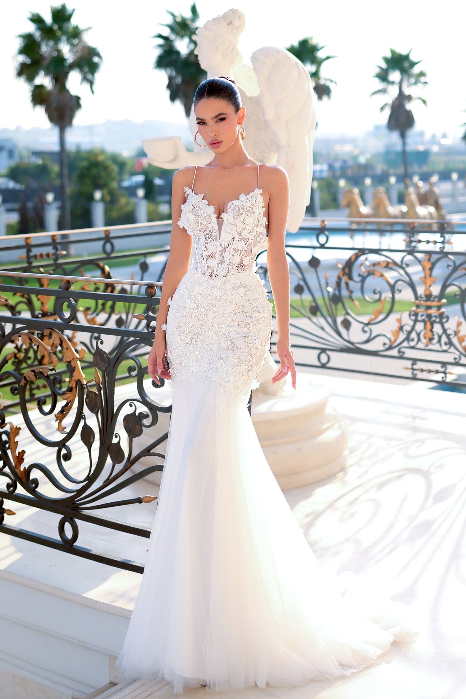 Tina Holly | GLORY TW120 Corset Boning Bodice Mermaid 3D applique Wedding Dress