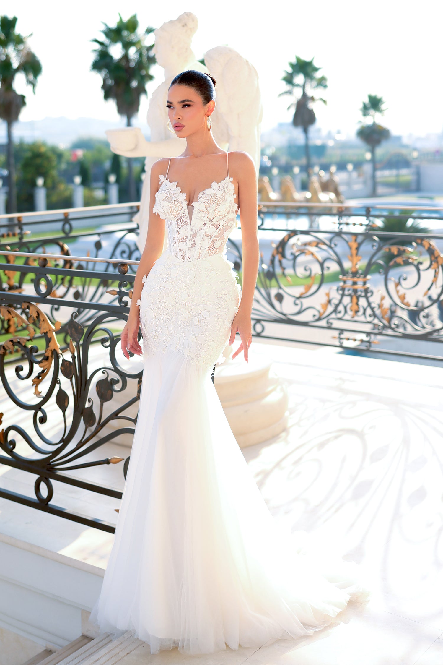 Tina Holly | GLORY TW120 Corset Boning Bodice Mermaid 3D applique Wedding Dress