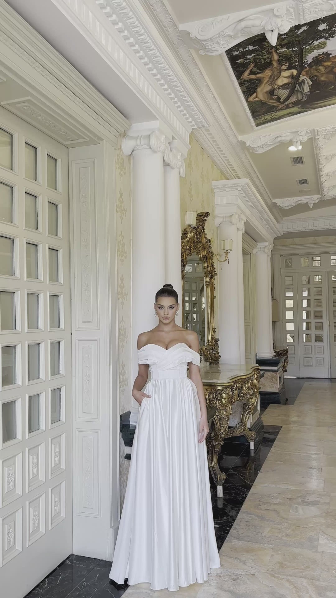 Tina Holly | TE207 Sweetheart Draped Pleated Off Shoulder Full Length Dress