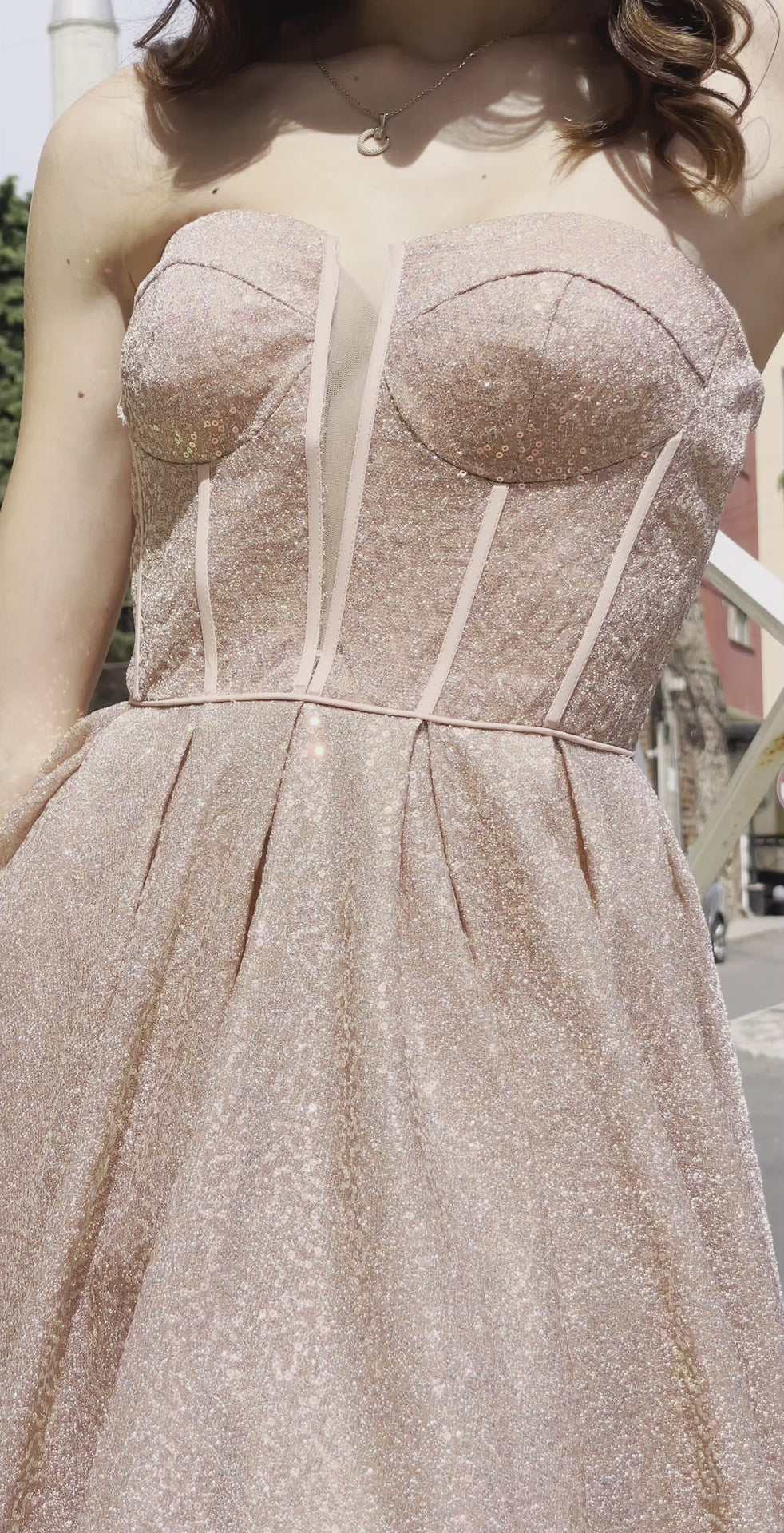 Tina Holly | TK313 Sweetheart Neckline A-Line Full Length Sequin Dress (Made-To-Order)