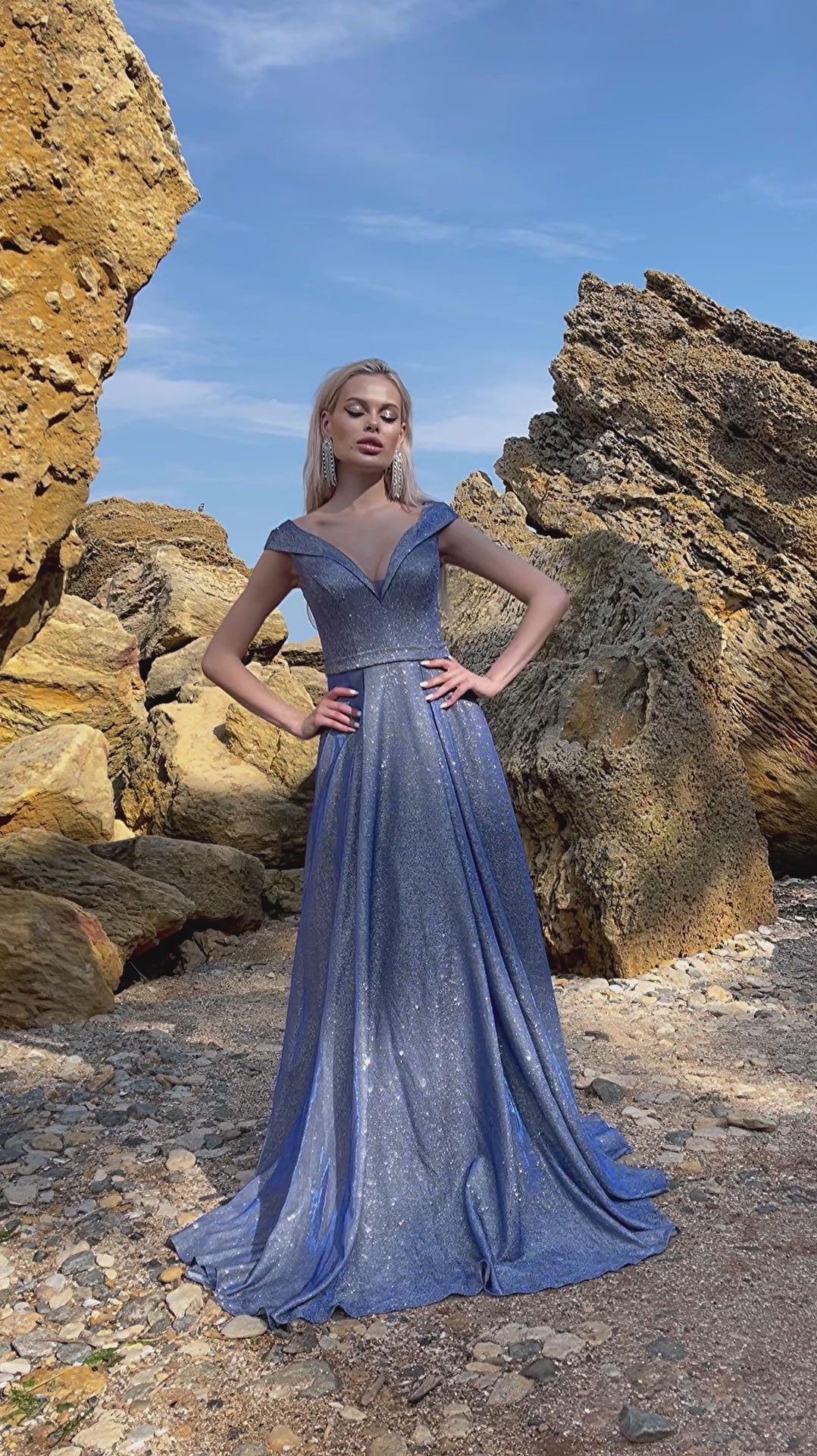 Tina Holly | TW028 V Neckline Full Length Dress with Belt Lilac (Made-To-Order)