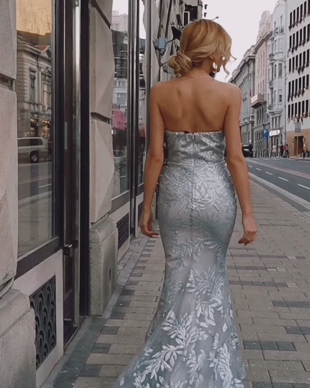 Tina Holly | TA107 Sequin Strapless Sweetheart Neckline Mermaid Train Dress