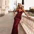 HDD Maya Sequin Laced Back Mermaid Train Dress