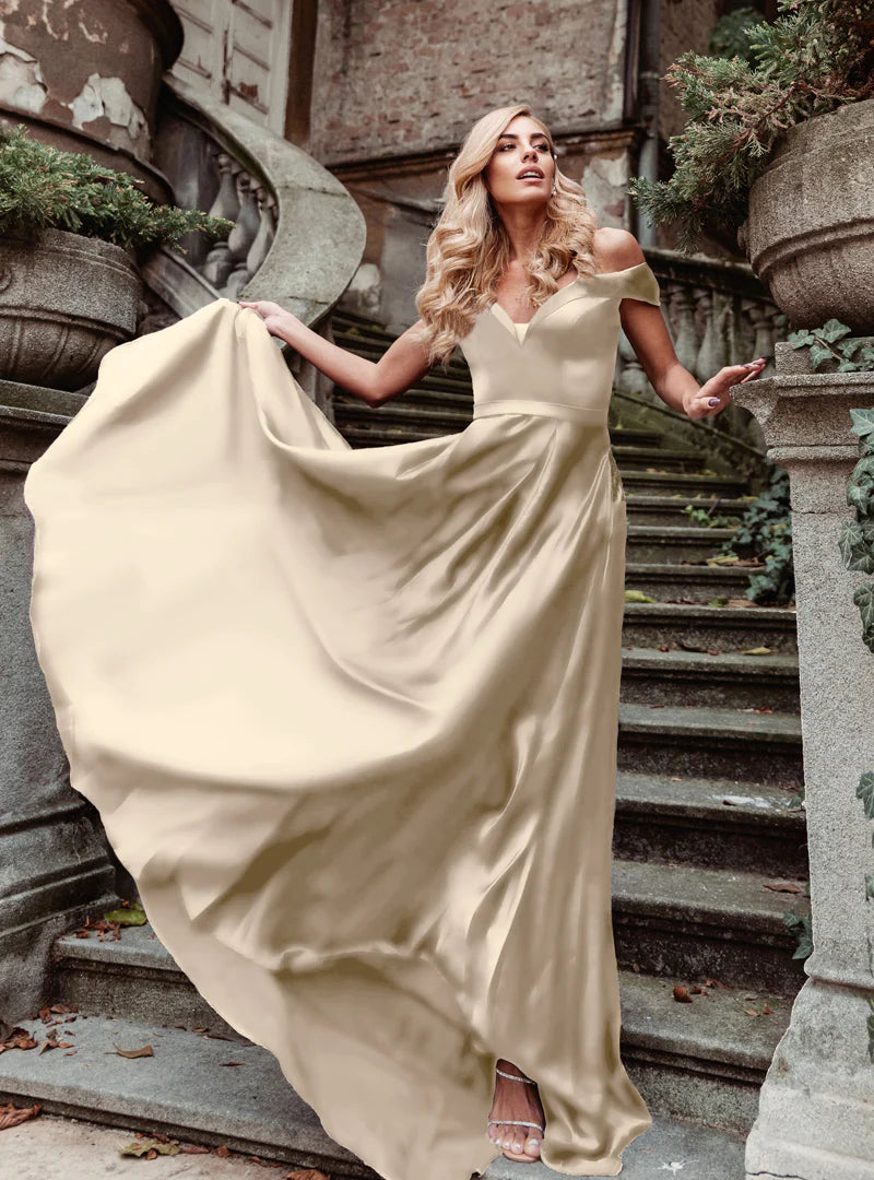 HDD Alexa Sweetheart Off-the-Shoulder Full-Length Dress