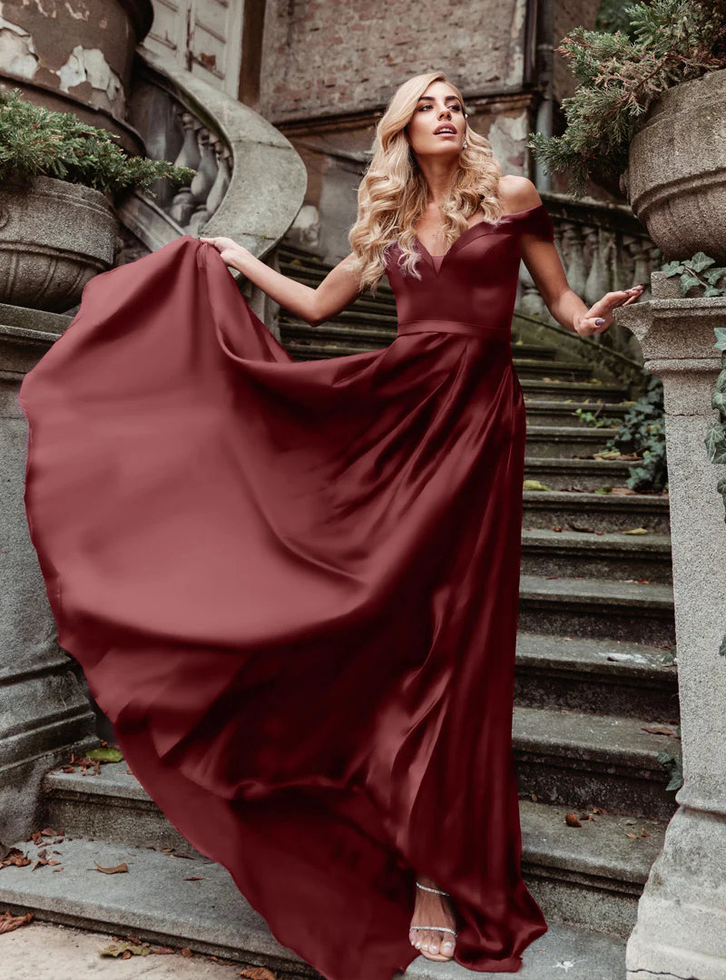 HDD Alexa Sweetheart Off-the-Shoulder Full-Length Dress