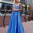 HDD Odette Satin Deep V Plunging Neckline Maxi Dress