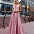 HDD Odette Satin Deep V Plunging Neckline Maxi Dress