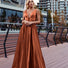 HDD Odette Satin Deep V Plunging Neckline Maxi Dress