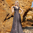 Tina Holly | TW028 V Neckline Full Length Dress with Belt Plum (Made-To-Order)