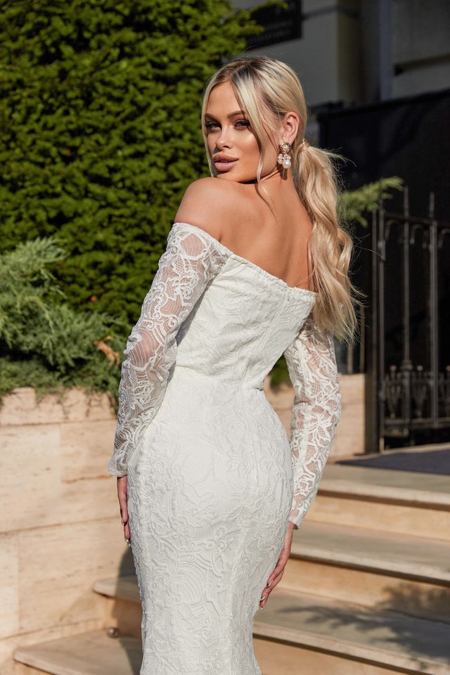 Tina Holly BB007 Off-Shoulder Long Sleeve Lace Mermaid Dress (Made to Order)