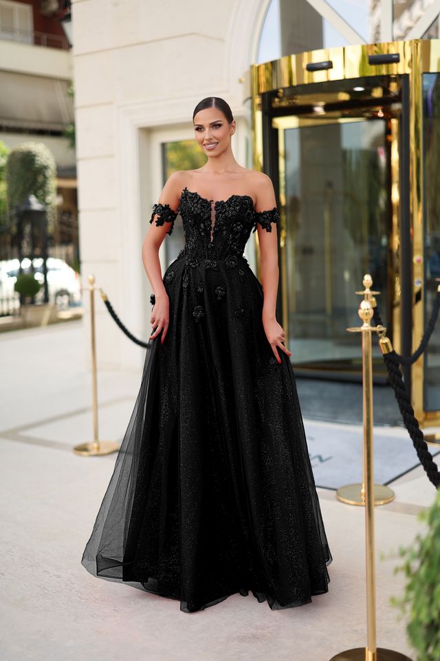 Tina Holly TK582 Beaded 3D Lace Satin Ball Gown with Detachable Sleeves (Made to Order)