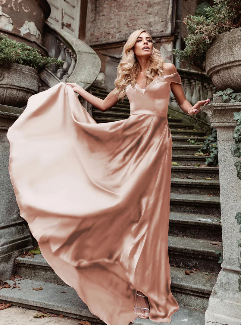 HDD Alexa Sweetheart Of Shoulder A Line Satin Formal Dress (Made-to-Order)