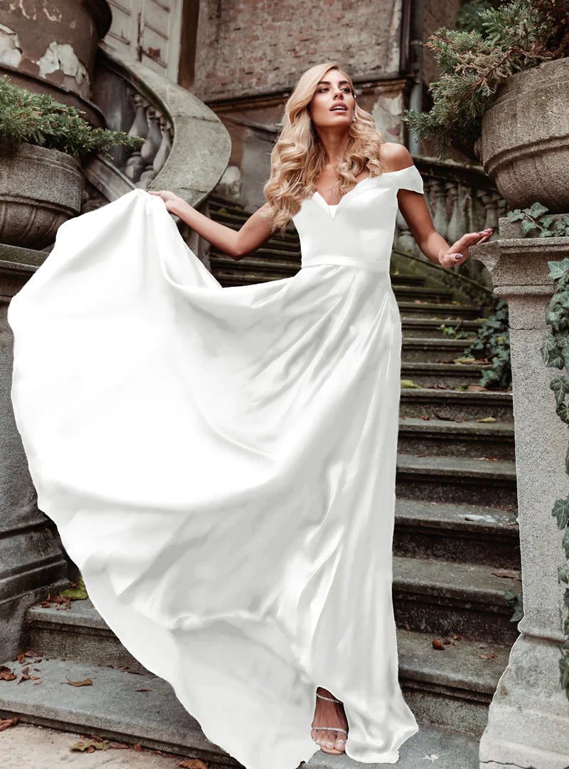 HDD Alexa Sweetheart Of Shoulder A Line Satin Formal Dress (Made-to-Order)