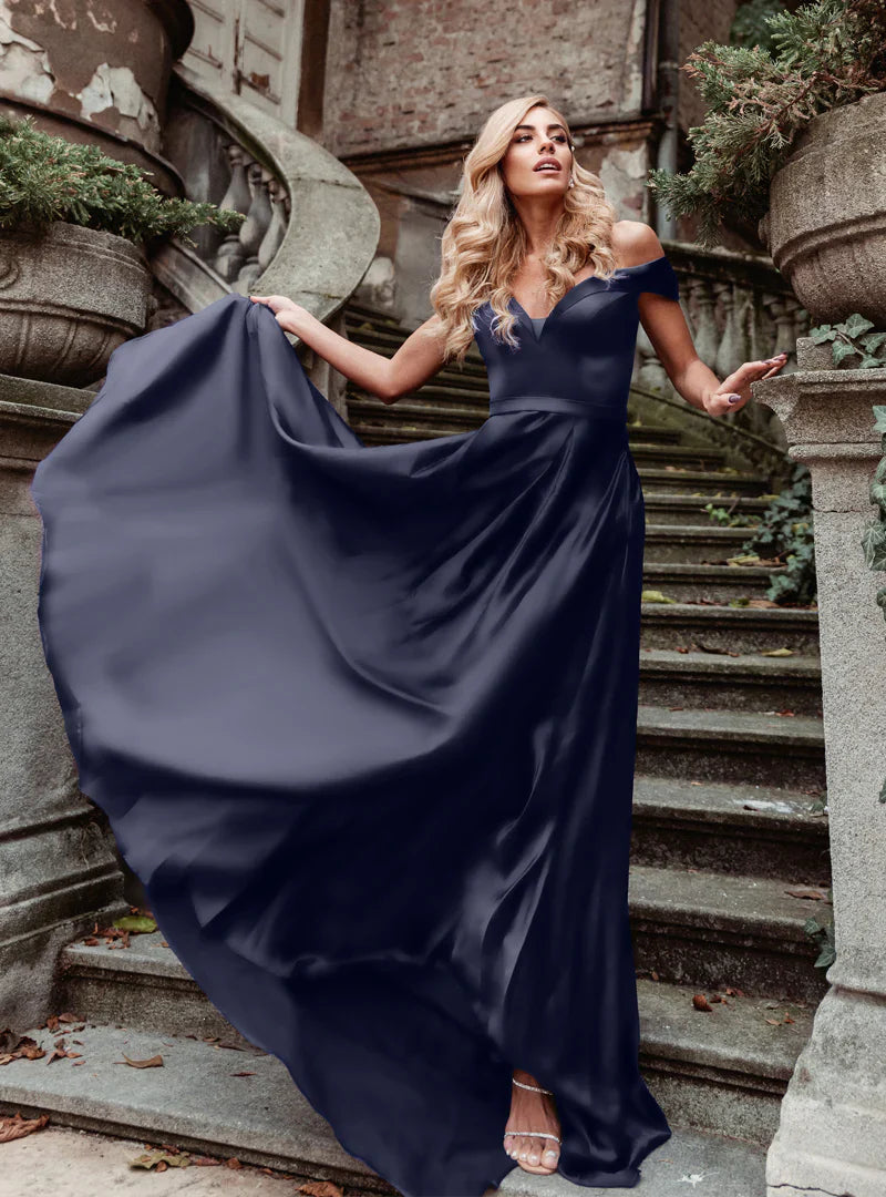 HDD Alexa Sweetheart Of Shoulder A Line Satin Formal Dress (Made-to-Order)