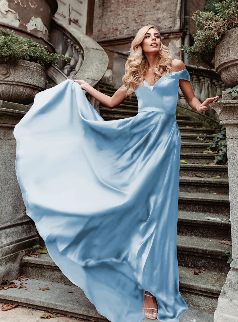 HDD Alexa Sweetheart Of Shoulder A Line Satin Formal Dress (Made-to-Order)