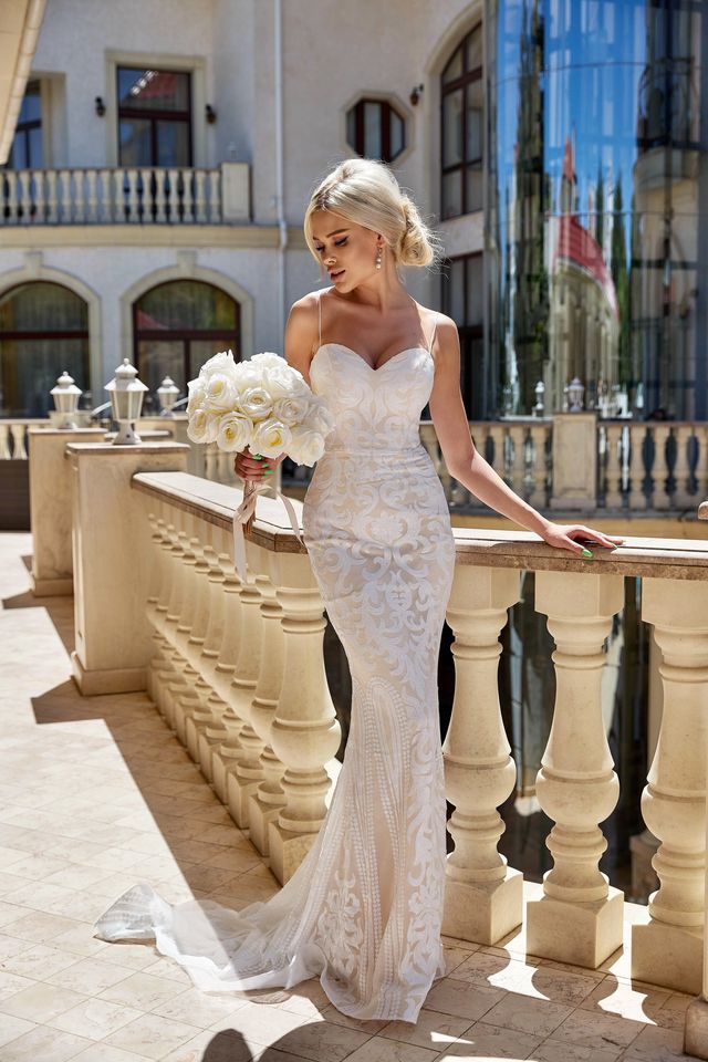 Tina Holly T17101W Sweetheart Sequin Mermaid Dress with Delicate Straps