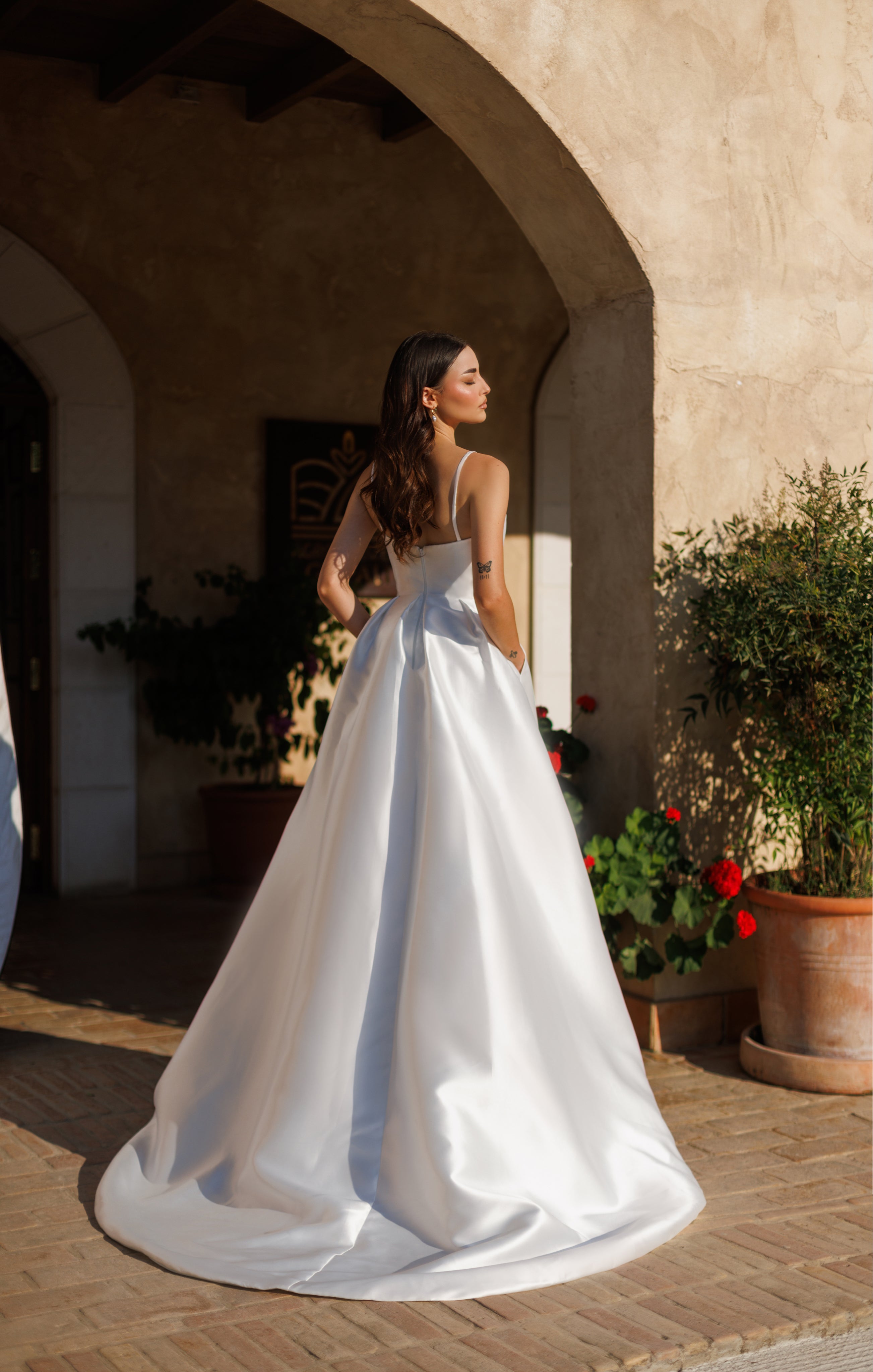 Tina Holly TE305 Modern Soft Satin Wedding Dress with Front Slit