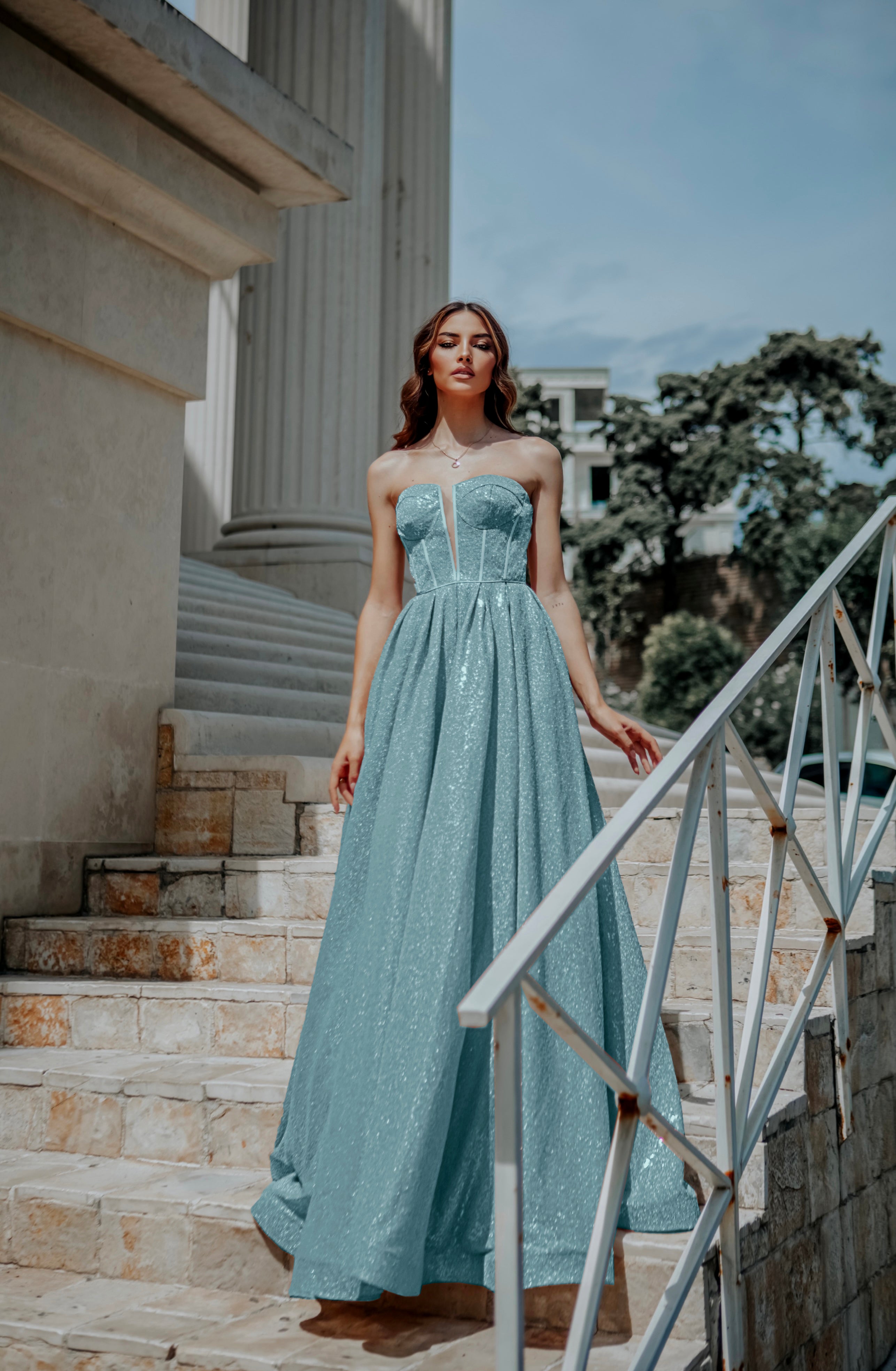 Tina Holly | TK313 Sweetheart Neckline A-Line Sequin Formal Dress (Made to Order)