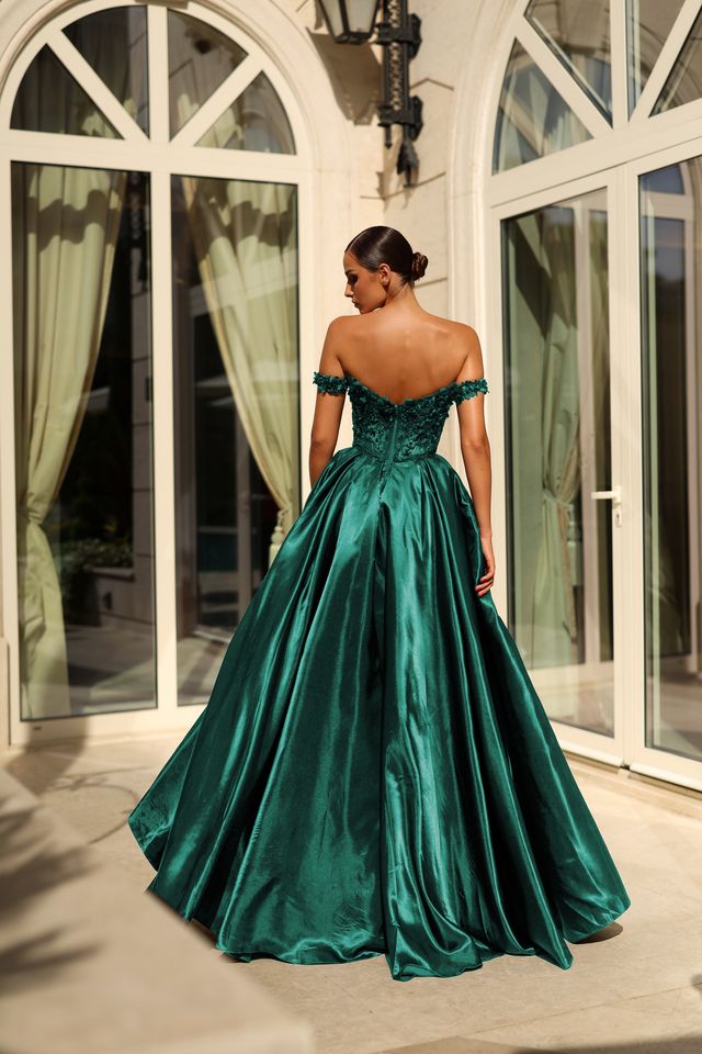 Tina Holly TK584 Off-Shoulder 3D Lace Ballgown with Detachable Sleeves