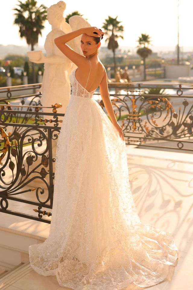 Tina Holly TW133 Serenity Lace A-Line Wedding Dress with Plunge Neckline