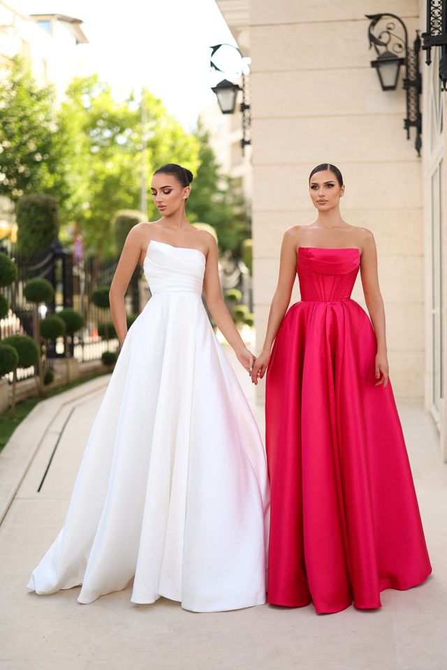 Tina Holly TE302 Off-White Mikado Strapless Bridal Gown (Made to Order)